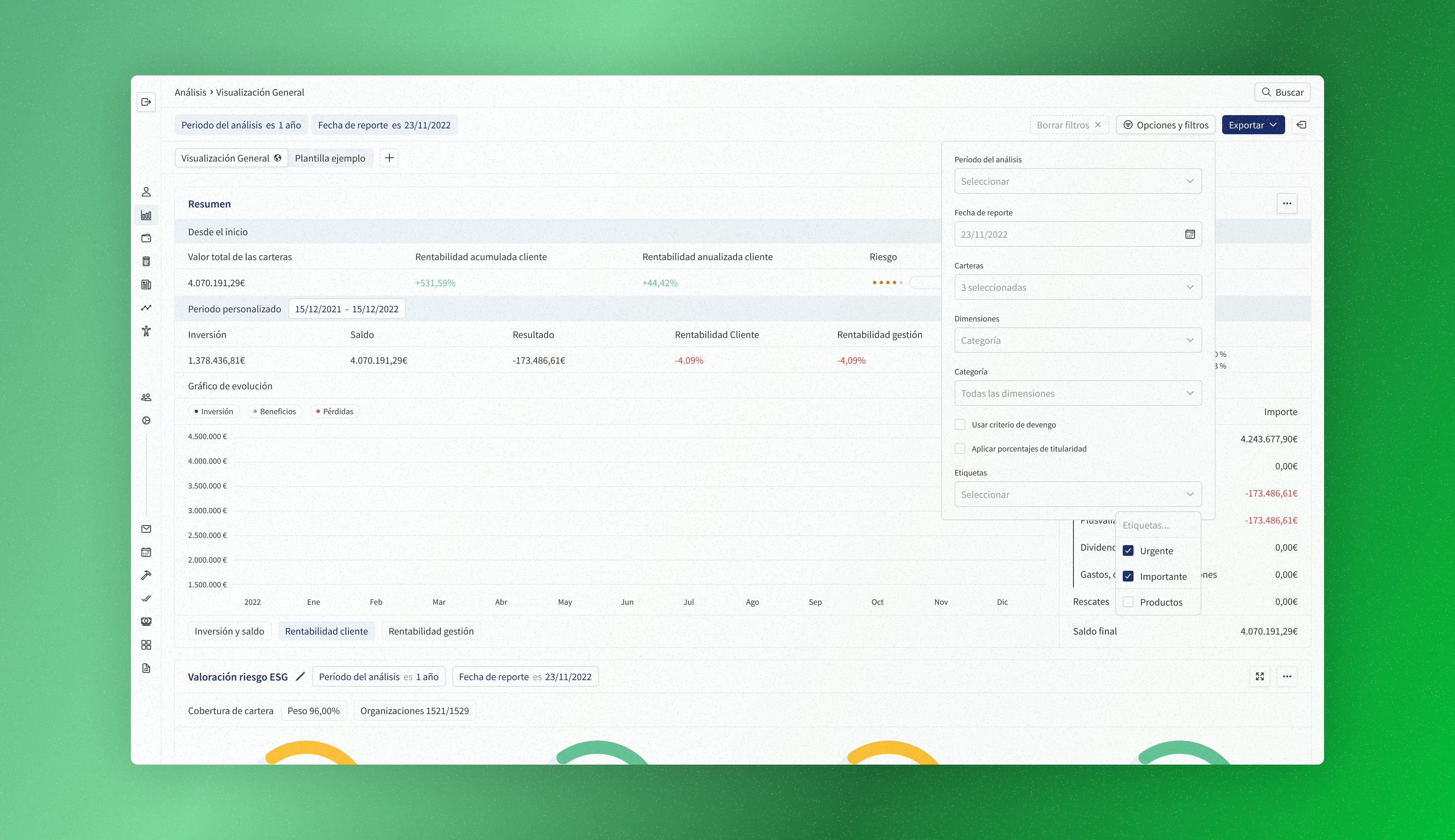 Wealth planner dashboard